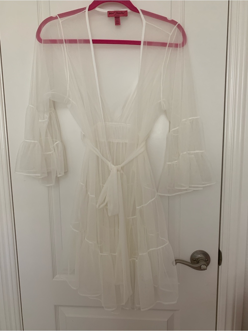 NWOT Betsey Johnson Long White Sheer Robe